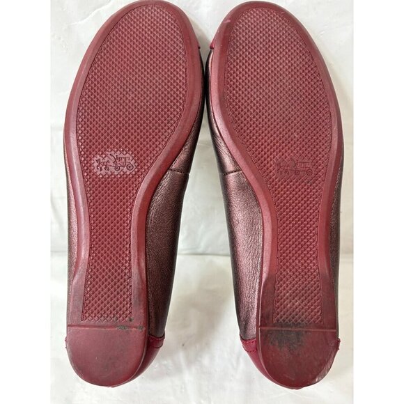 Coach Chelsea Black Cherry Metallic Leather Ballet Flats Size 5.5B - Picture 6 of 13